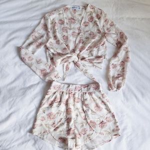 Tiger Mist Co-ord Set with Tie Front